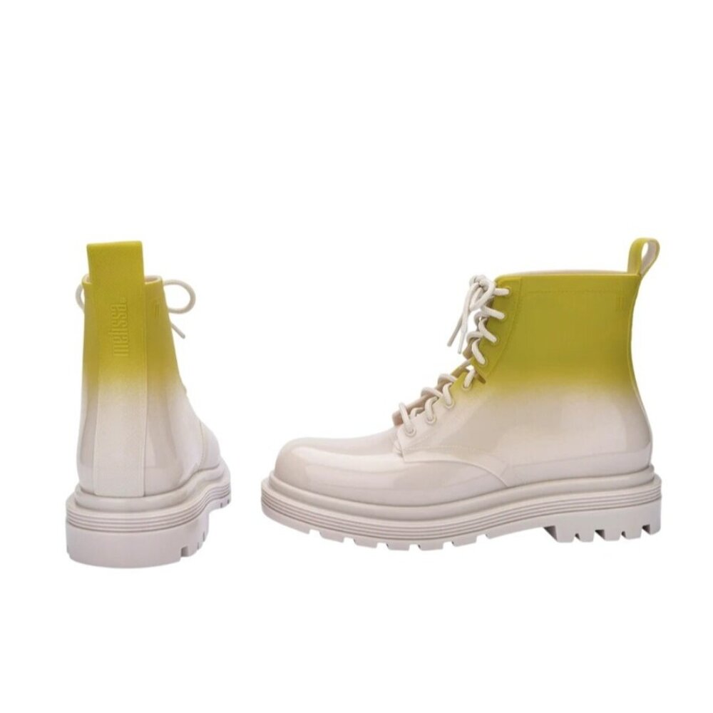 Melissa Womens Yellow Ombre Coturno Combat Boots Lace-Up Rubber Sole Size 6 - Picture 7 of 9